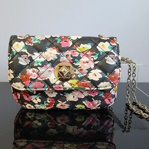 Payless Floral Quilted Shoulder Bag with Gold Chain